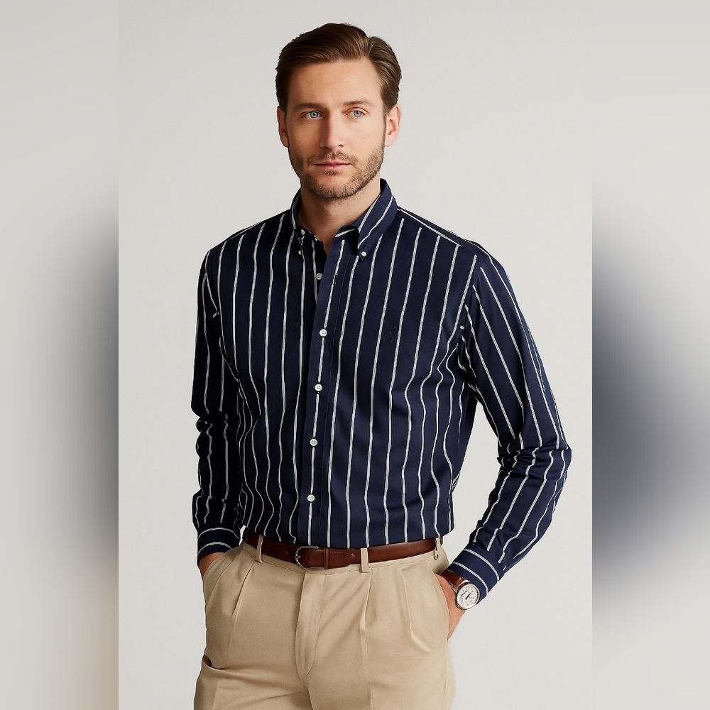 Vintage Nautica Navy Striped Men's Shirt Size Extra Large